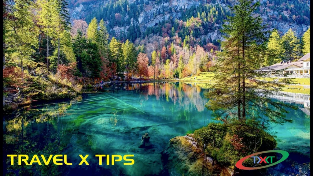 Blausee Lake center of alpine forest